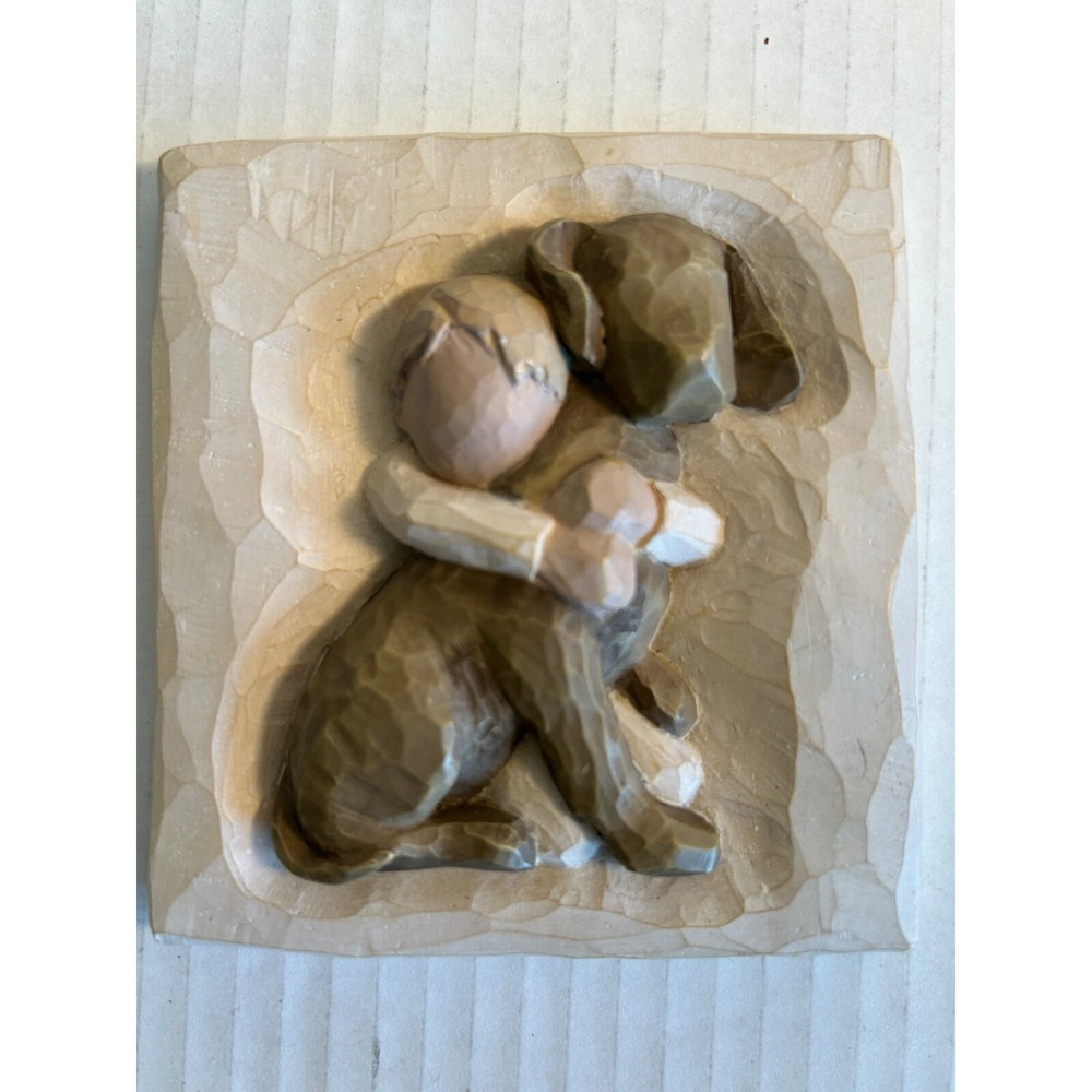 WILLOW TREE "Hug" Child and Dog DEMDACO Wall Plaque Decor 2003 Gift Vtg Love